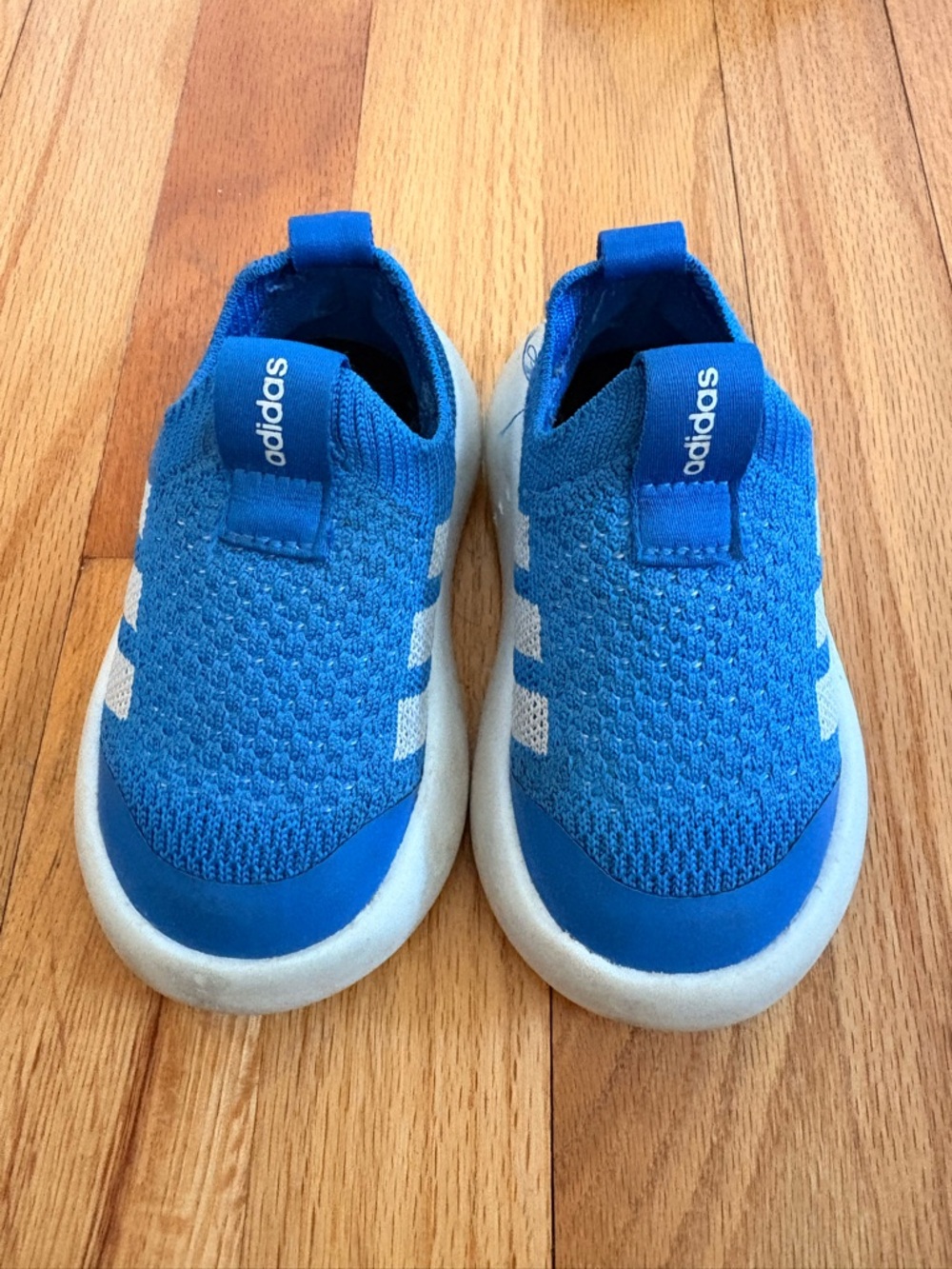 adidas Kids Slip-On Sneakers in Bright Blue and White
